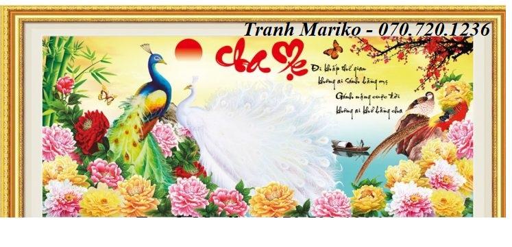 [HCM]Tranh đính đá Thư Pháp Công Ơn Cha Mẹ  "đi khắp thế gian không ai sánh bằng mẹ Gánh nặng cuộc đời không ai khổ bằng cha " mã số LV086 kích thước 106*50cm