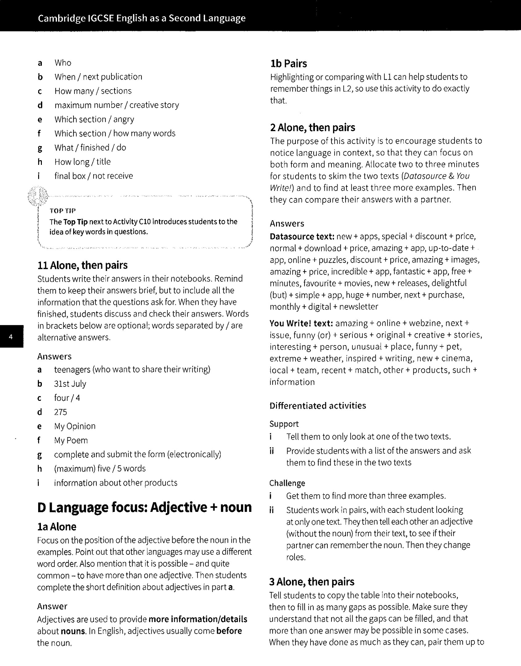 IGCSE English as a Second Language (Sách đen trắng)