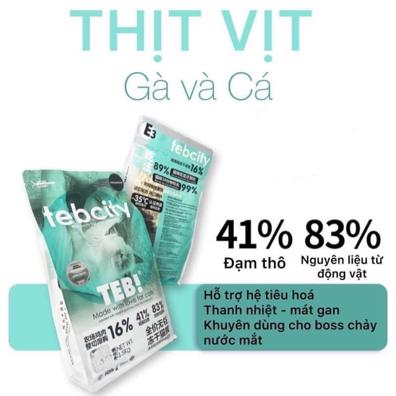 Hạt Teb City Mix Thịt Sấy Cho Mèo Mọi Lứa Tuổi