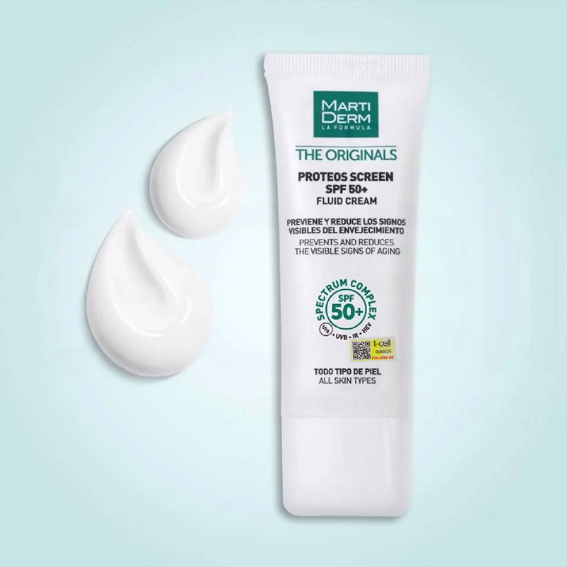 Kem Chống Nắng Phổ Rộng Toàn Diện Ngừa Lão Hóa, Phòng Chống Nám Quay Lại - MartiDerm The Originals Proteos Screen SPF50+ Fluid Cream