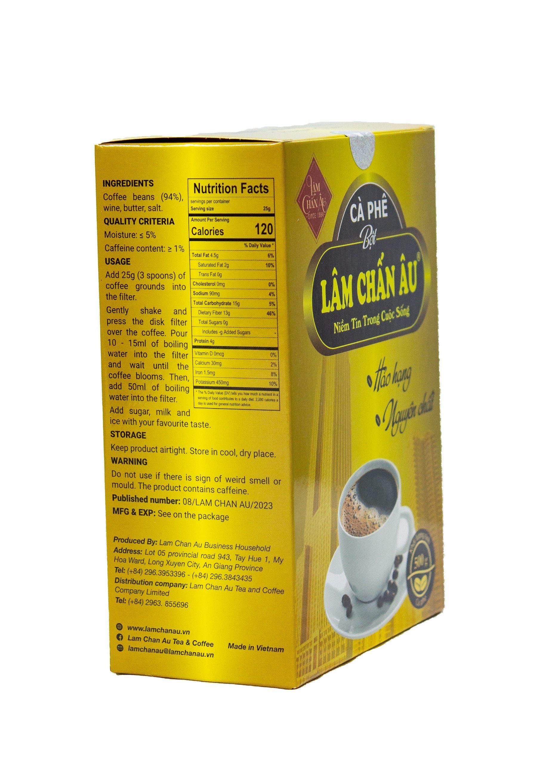 Cà phê Hộp Vàng LÂM CHẤN ÂU (500g) - Yellow Box Coffee (17.6oz)
