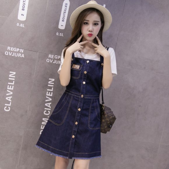 ĐẦM YẾM JEAN  PHỐI TÚI NGỰC D757
