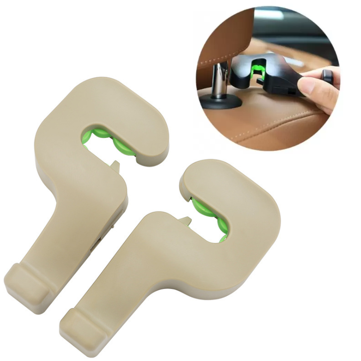 Bộ hai móc treo đồ sau ghế xe ô tô, xe hơi DCMC-01 (Màu ghi)