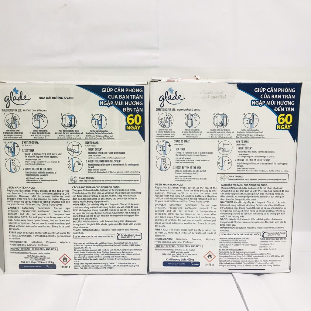 Máy Xịt Phòng Tự Động GLADE 3in1 (có thể chọn mùi hương)
