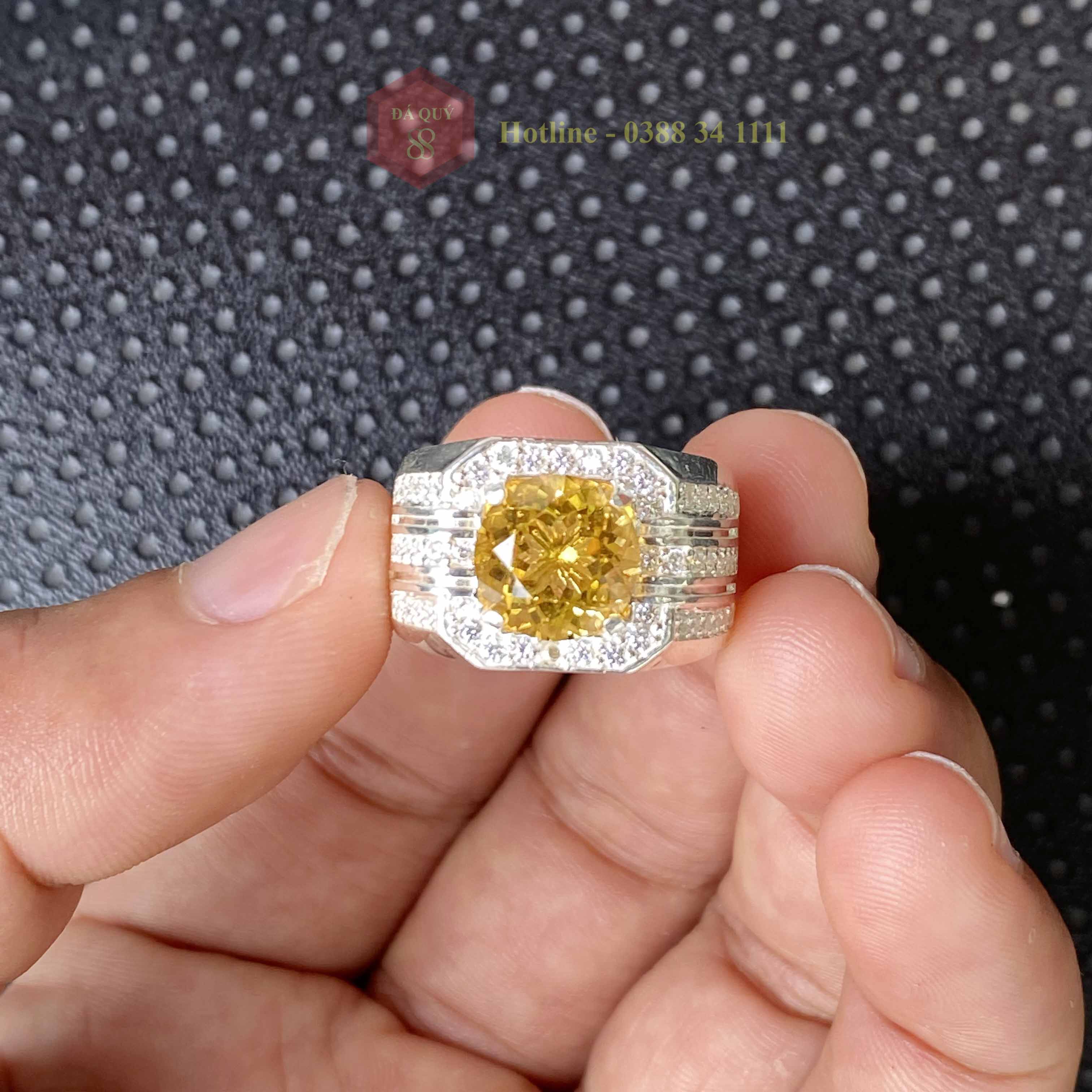 Nhẫn Đá Thạch Anh Vàng Phong Thuỷ May Mắn Bạc Ta