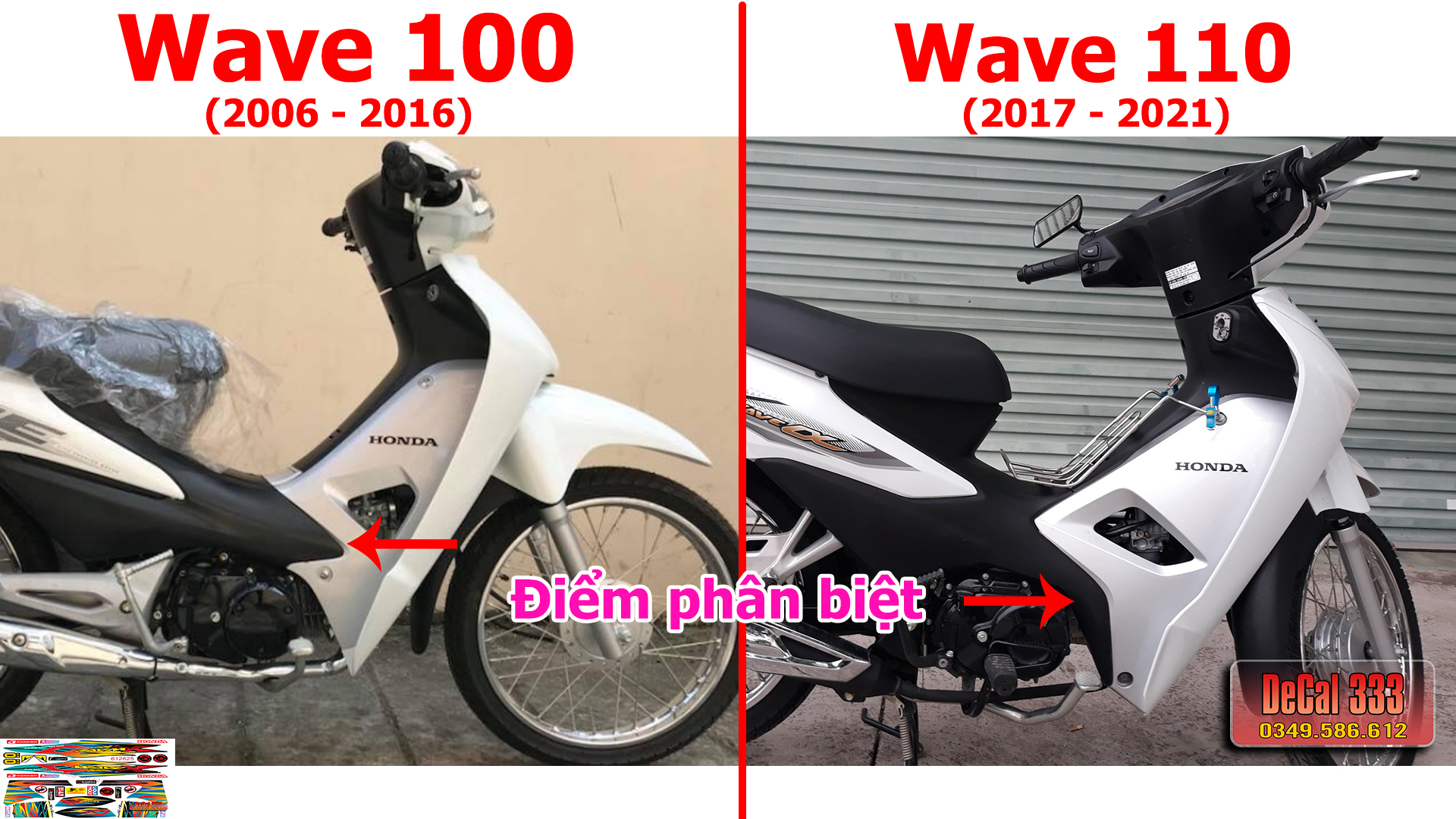 Tem Rời WAVE ALPHA 100 LỬA XANH LỤC ĐỎ VÀNG GP 612825 (Tem chế 3 lớp cao cấp)