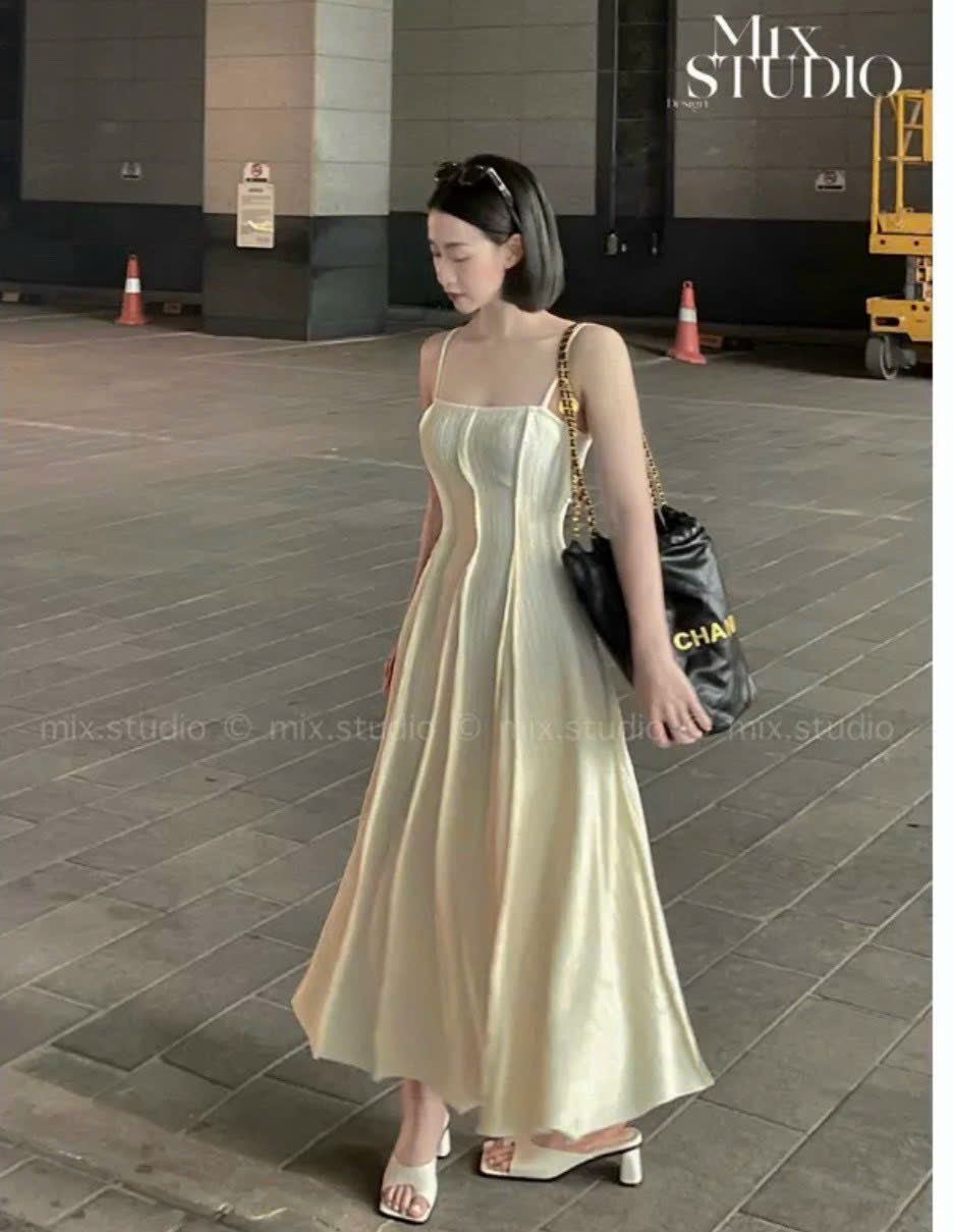Đầm Xoè Dáng Dài Hai Dây Basic Siêu Hot 2023 CC138