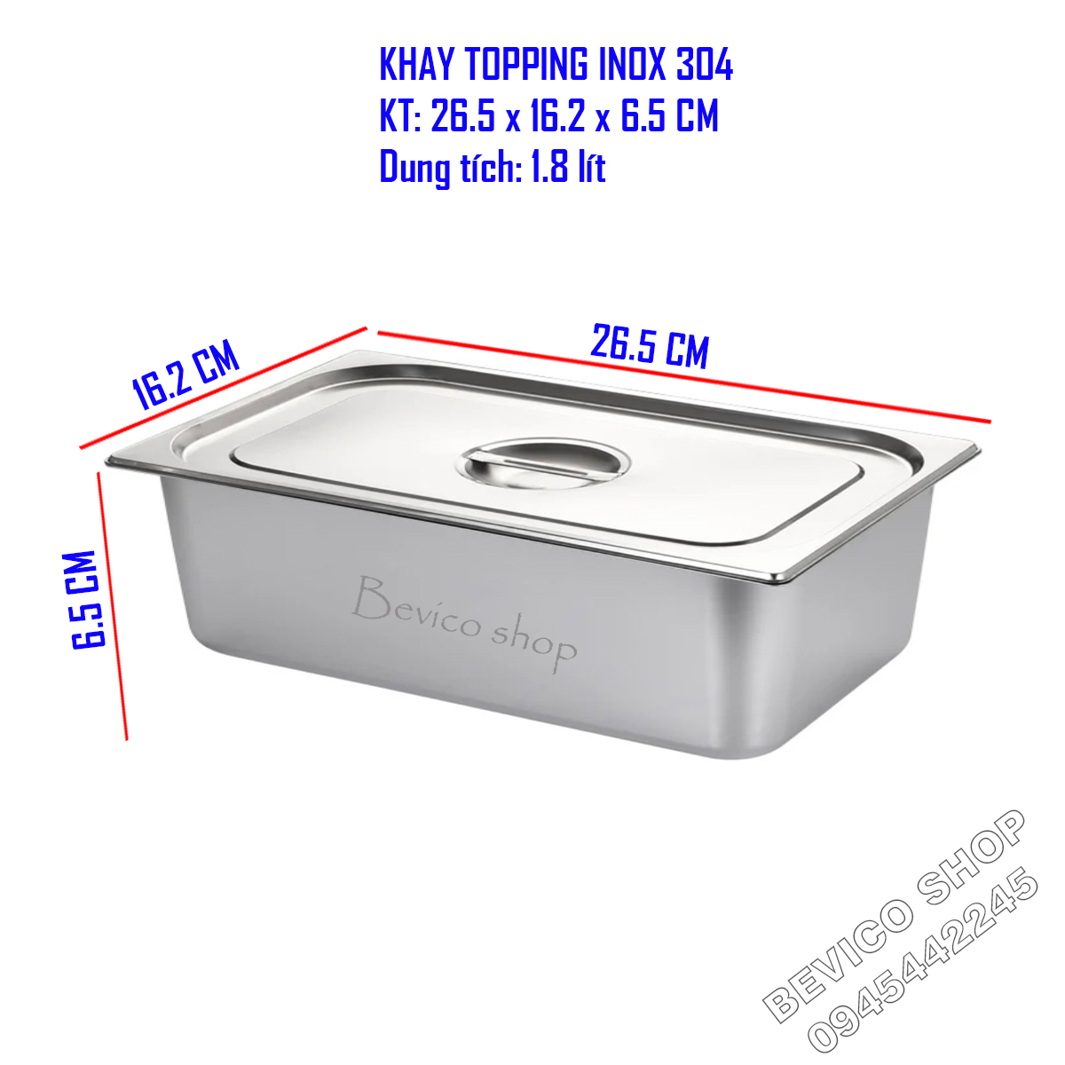 Khay inox đựng thạch topping, đựng thực phẩm (nhiều size)