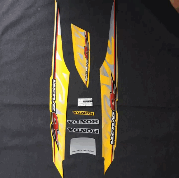 Bộ tem dán xe WAVE ANPHA 2011, bộ tem 3 lớp dán xe máy WAVE ANPHA 2011 (màu VÀNG)