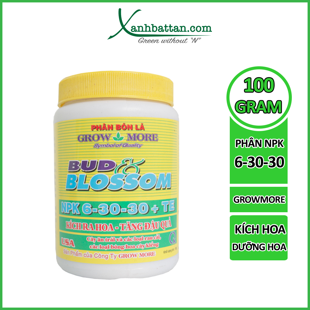 Phân Bón NPK Growmore Bud Blussom 6-30-30+Te Lọ 100 Gram