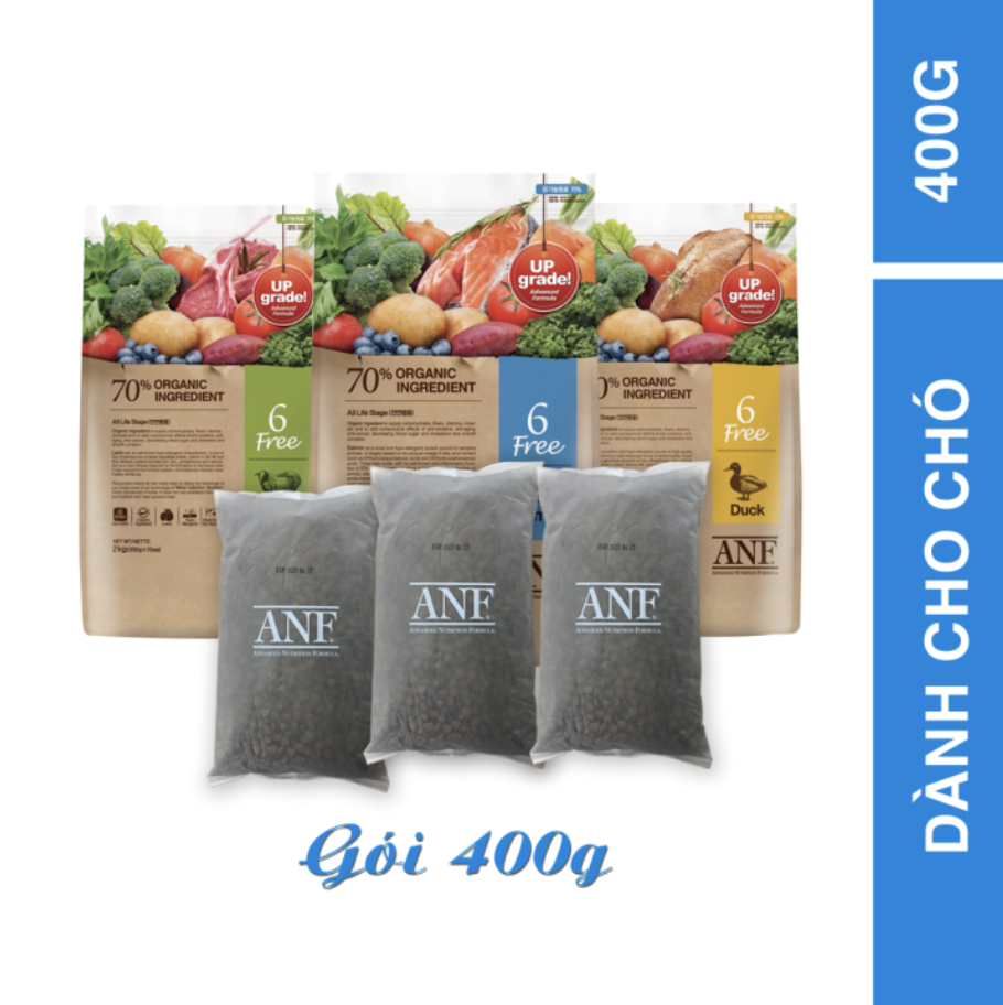 [Gói lẻ 400g] Hạt hữu cơ ANF 6FREE cho chó