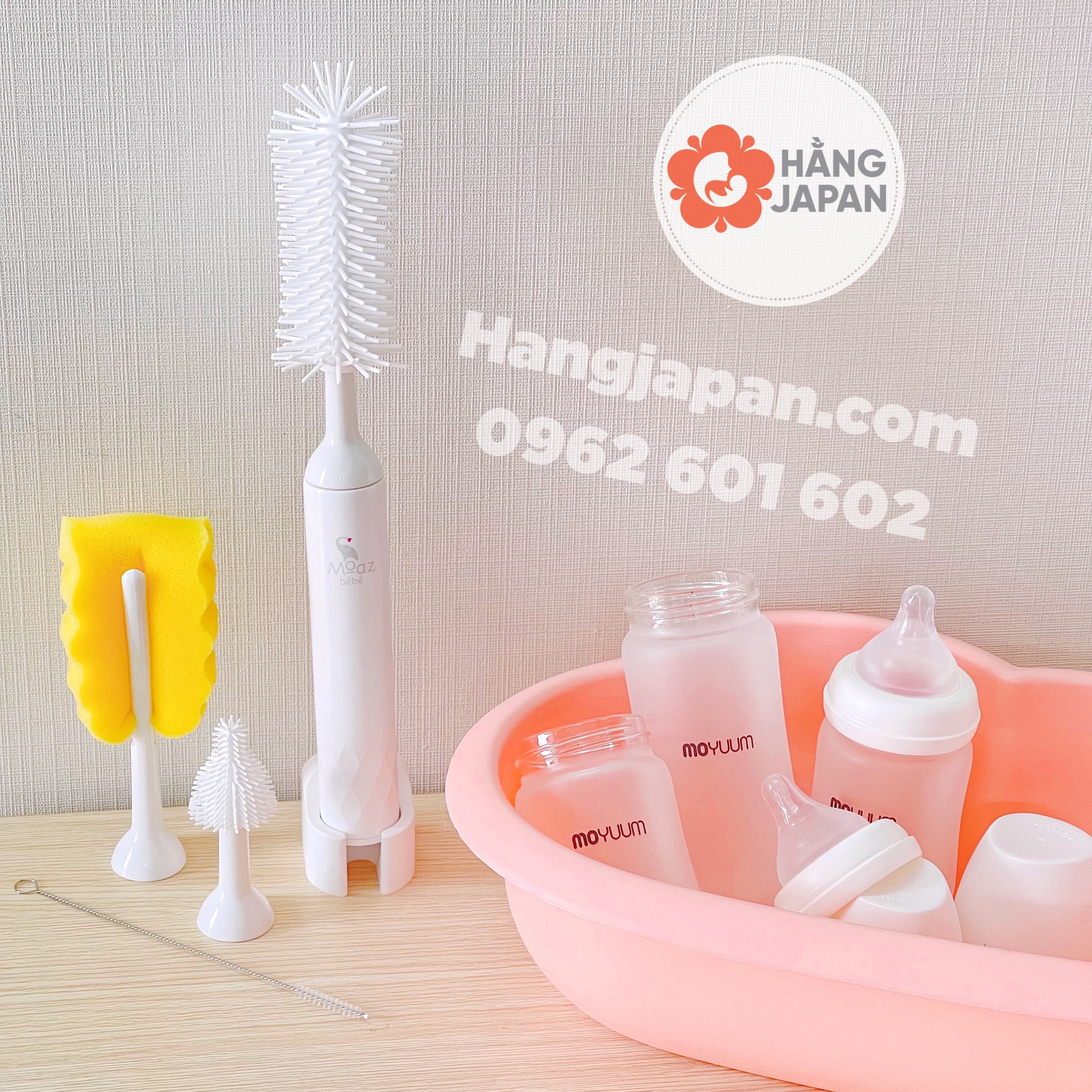 Bộ cọ rửa bình sữa điện Moaz Bébé MB-047