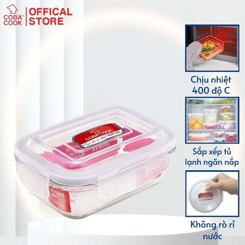 Rectangular office lunch box glass lunch box microwave oven food container
