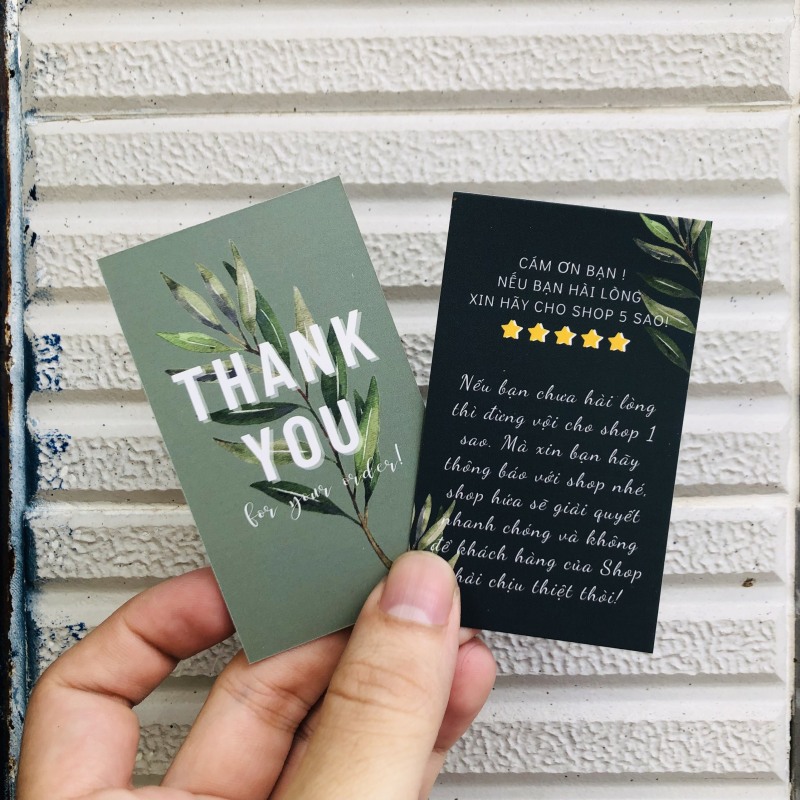 Hộp 50 card cám ơn card Thank you họa tiết Hoa (9 mẫu) dành riêng cho shop bán hàng