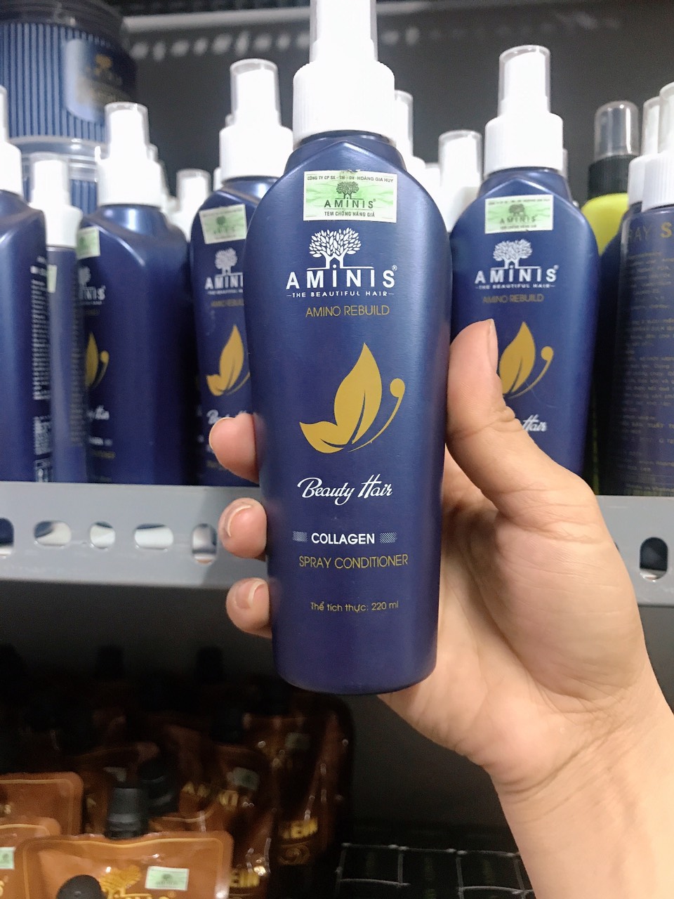 Xịt dưỡng tóc collagen aminis hàng chính hãng 220ml