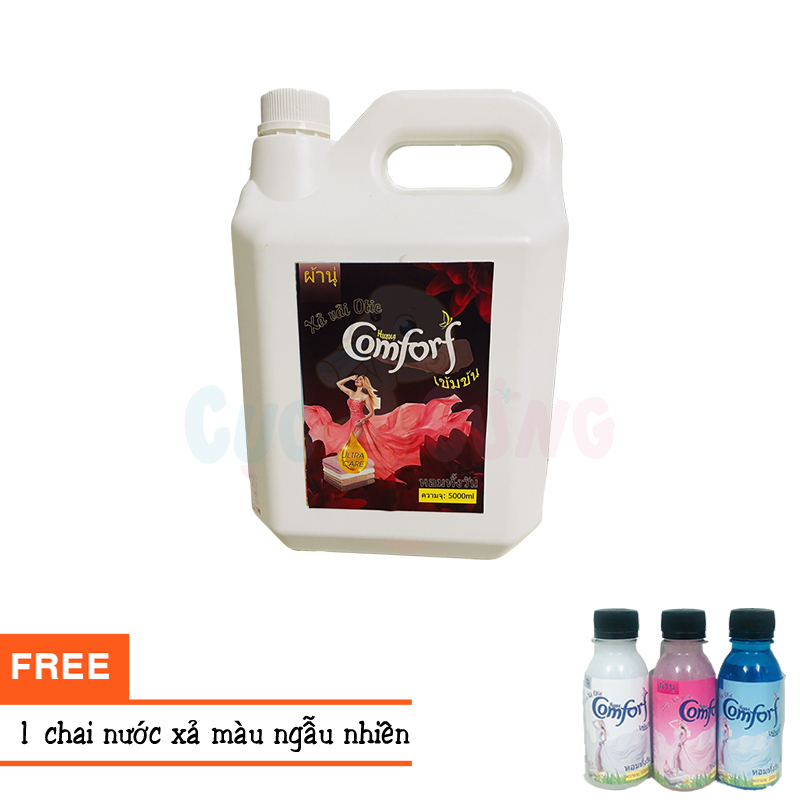 Nước xả vải Thái Lan thơm lâu hương Comfort 5000ml hương đam mê - màu đỏ Tặng 1 chai nước xả CF màu ngẫu nhiên