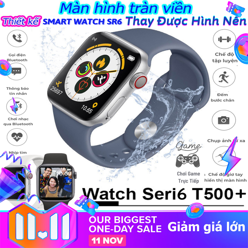 T500+ Plus Đồng hồ thông minh T500 plus , Seri 6 , chơi game , thay hình nền , nghe gọi , phát nhạc , đồng hồ nam nữ , dong ho thonh minh , t500 plus , smartwatch Bảo Hành 12 Tháng