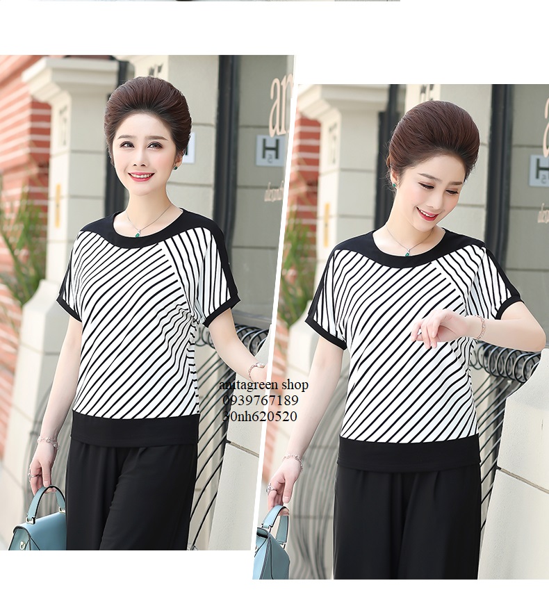 nh620520-ÁO KIỂU KẺ SỌC TAY CÁNH DƠI