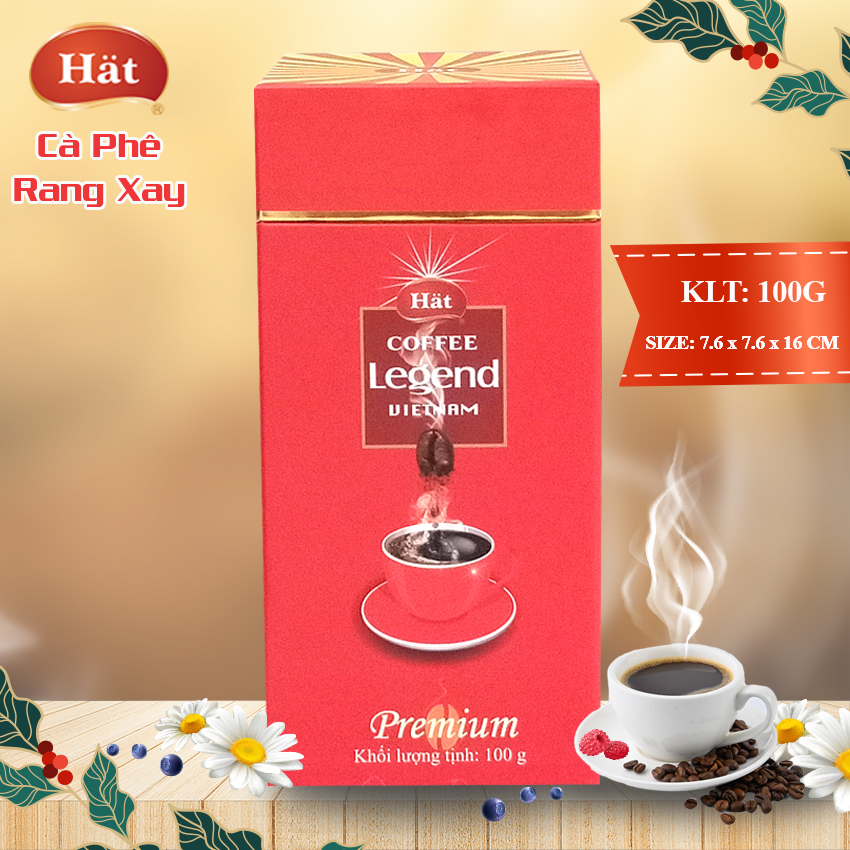 Cà phê bột rang xay nguyên chất Hat Coffee, hộp giấy xanh đỏ 100g