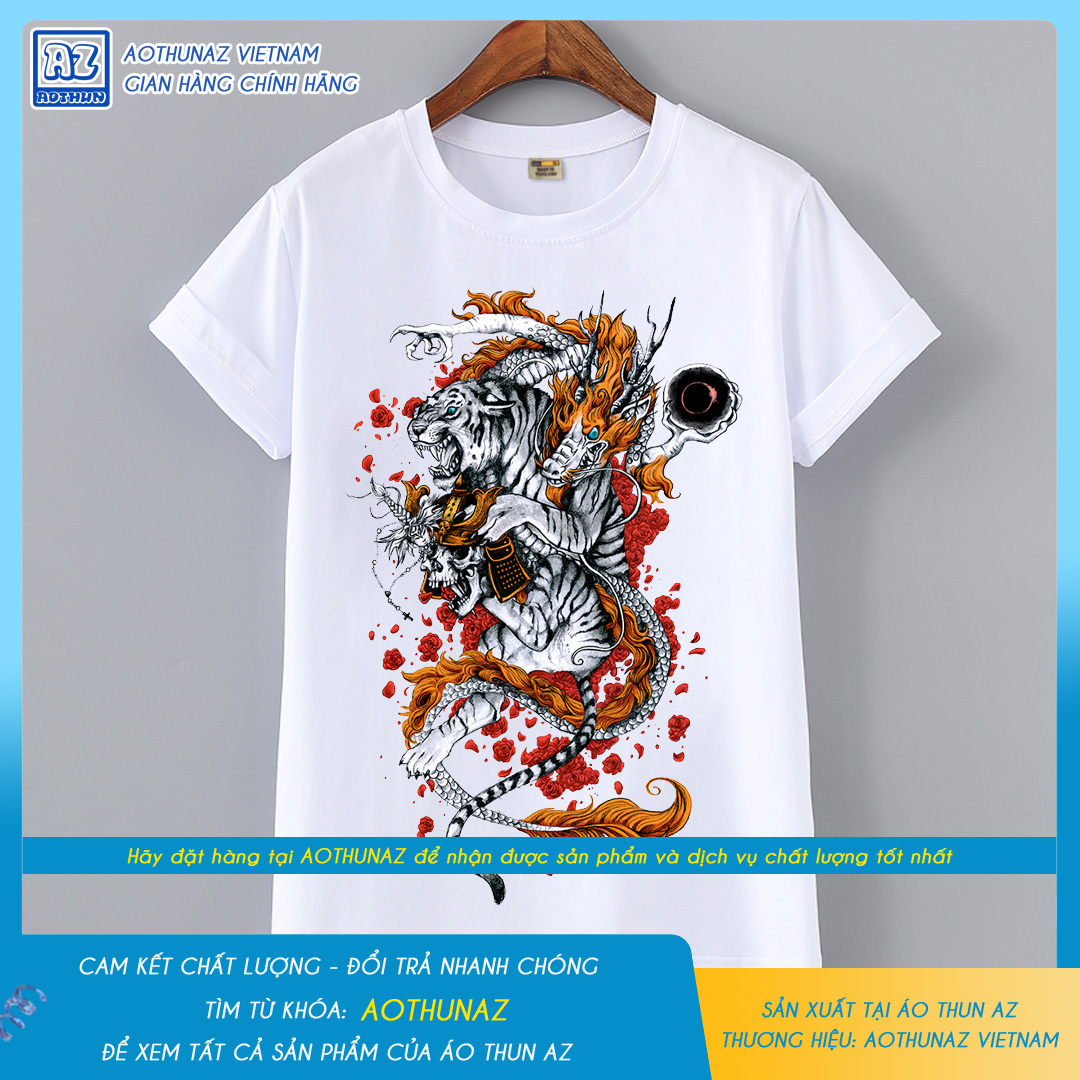 AOTHUNAZ - Áo thun nam nữ in hình Cọp vs Rồng 3D phong cách Nhật Bản M488