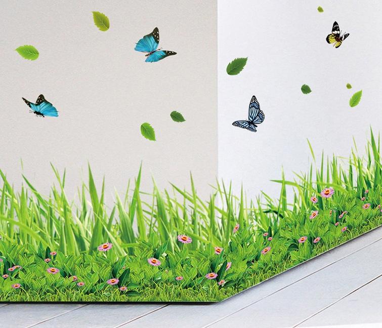 Decal dán tường chân tường cỏ xanh -A15-vivadecal