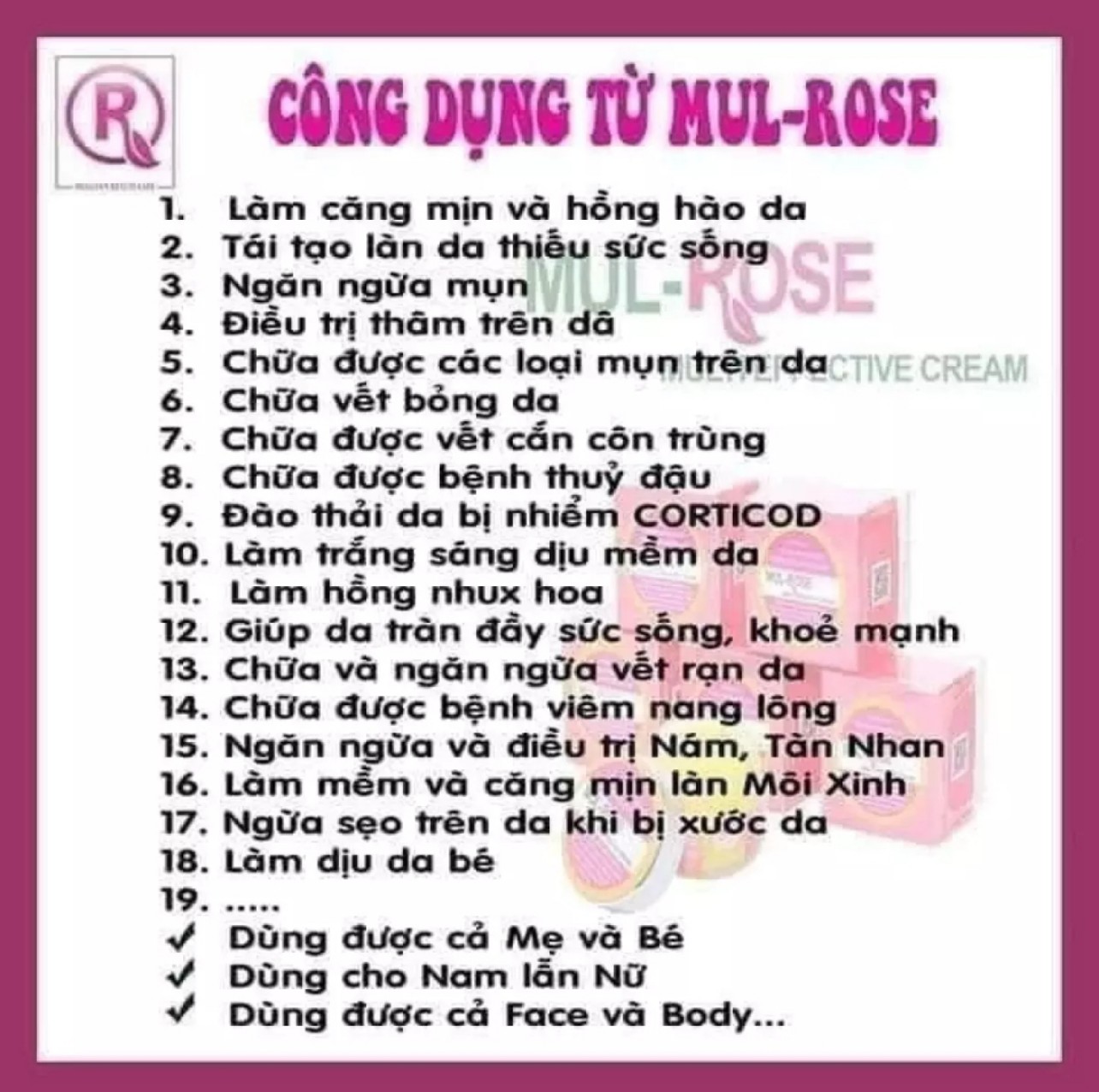 Kem đa năng Mul Rose 30gr