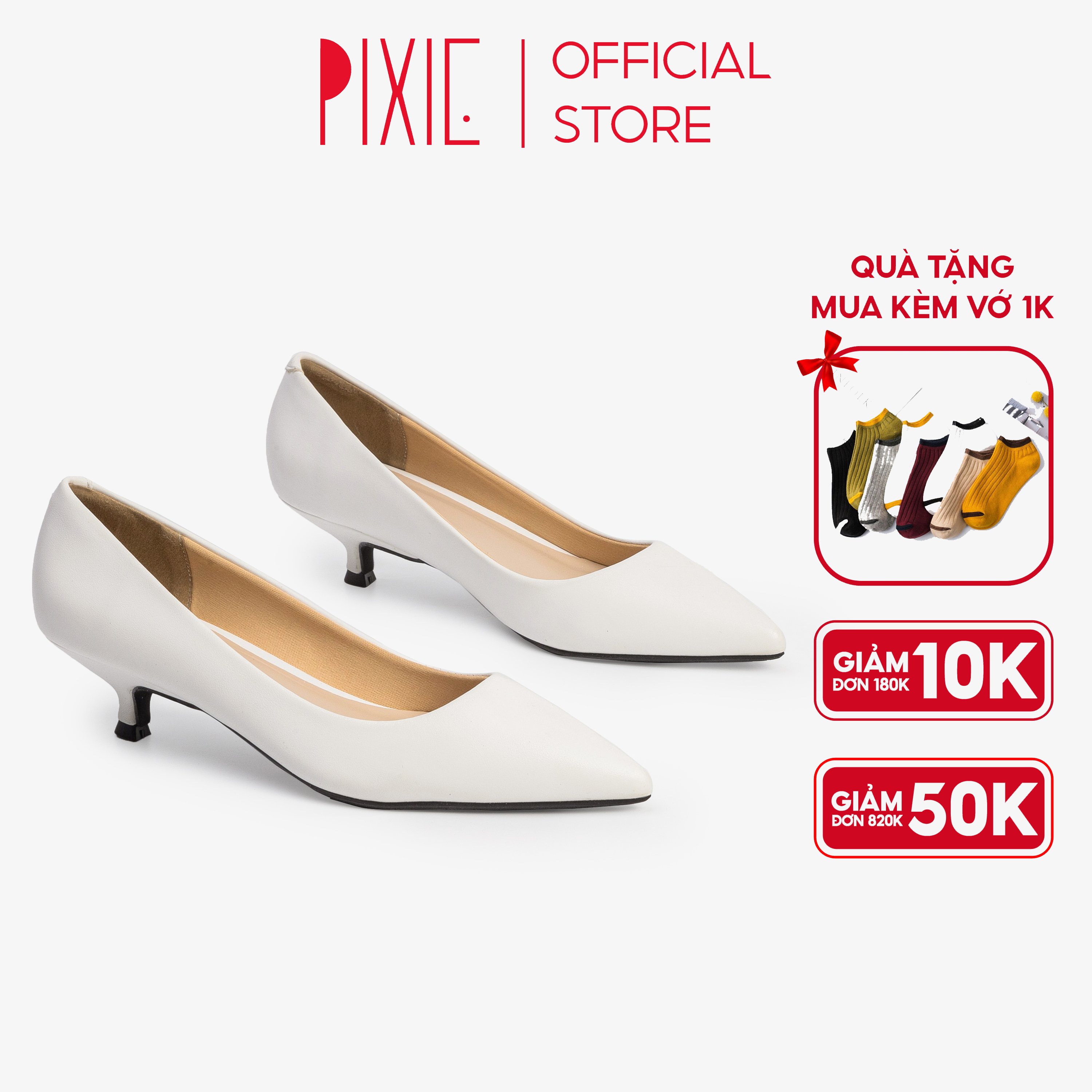 Giày Cao Gót 3cm Mũi Nhọn Gót Nhỏ Trơn Basic Pixie X544