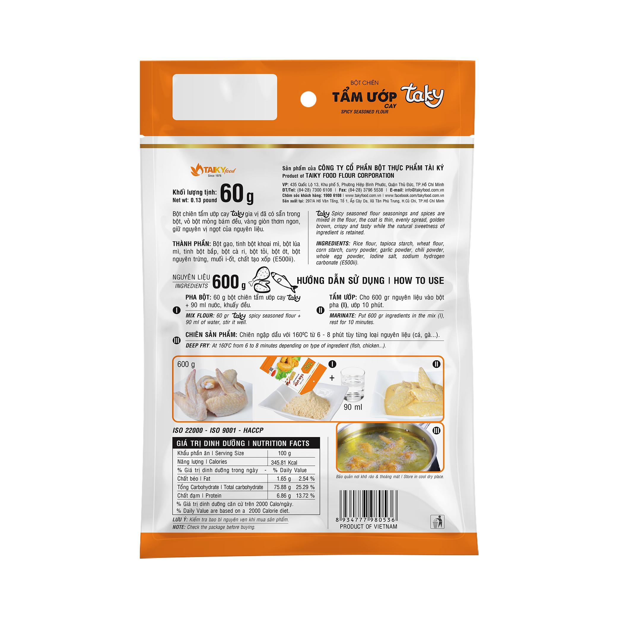 Bột Chiên Tẩm Ướp Cay Taky (60g/gói)