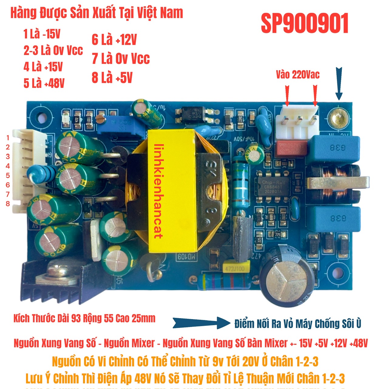Nguồn xung vang số - nguồn mixer - nguồn xung vang số bàn mixer +- 15v +5v +12v +48v