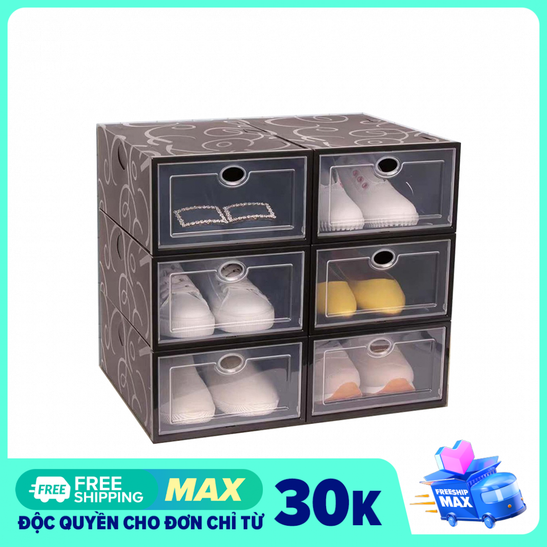 Combo 8 hộp đựng giày dép, lắp ráp thông minh size nam nữ