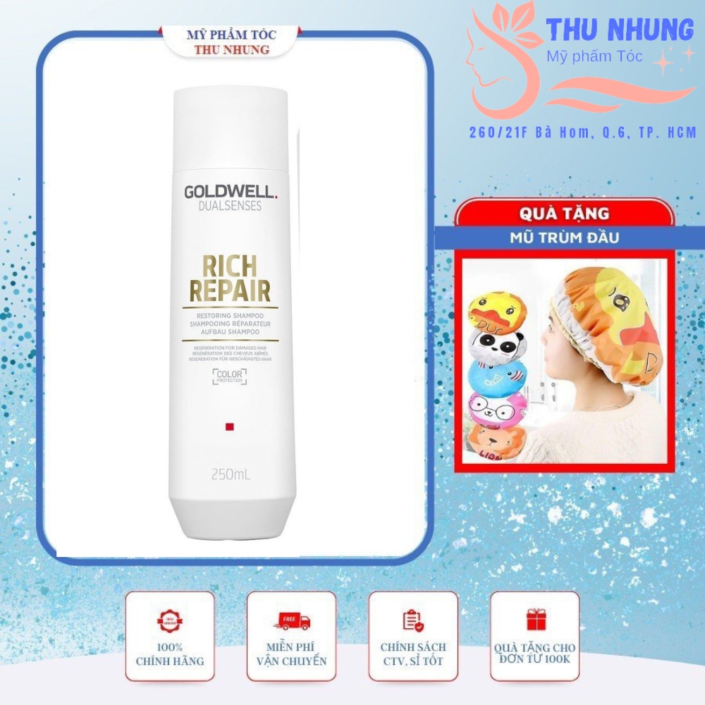 [+Tặng mũ trùm][HCM]Dầu Gội Phục Hồi Tóc Goldwell Dualsenses Rich Repair Shampoo 250ml