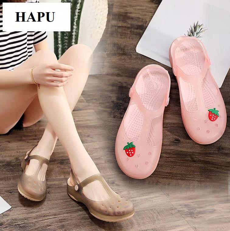 Xăng đan nữ nhựa trong suốt, đế mềm siêu êm (hồng, kem đậm, xanh)