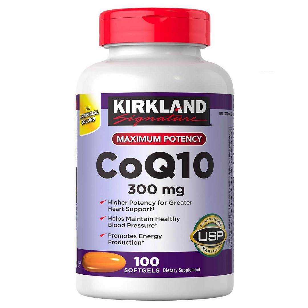 Hỗ trợ sức khỏe tim mạch, giảm cholesterol coq10 300mg kirkland signature hộp 100 viên quatangme-com-vn