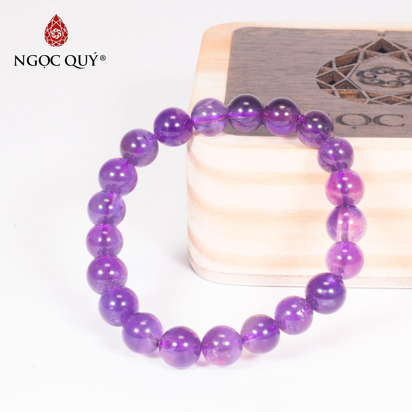 Vòng tay đá thạch anh tím 8mm mệnh hỏathổ - Ngọc Quý Gemstones