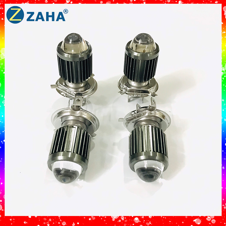 [HCM]Đèn pha led xe máy H4 bi cầu cos vàng pha trắng
