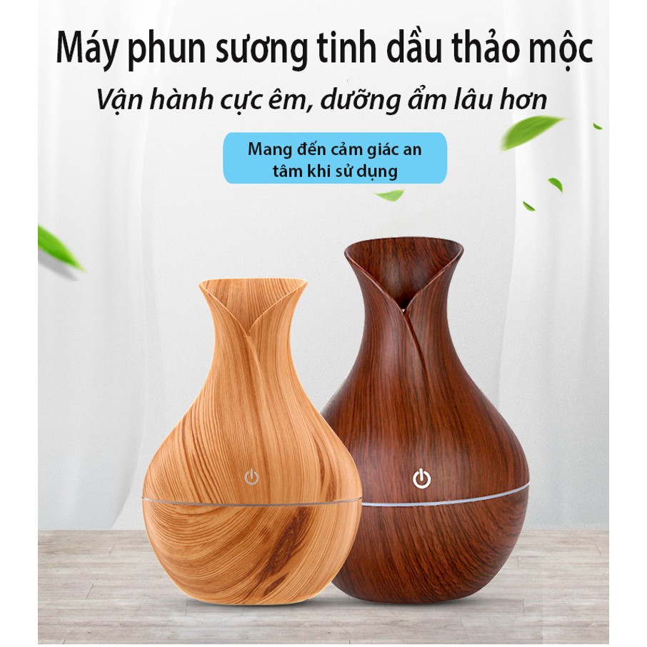 [HCM]Máy Xông Tinh Dầu Máy Khuếch Tán Tinh Dầu Máy Phun Sương. Có Led Máy Tạo Độ Ẩm Không Khí Trong Nhà Máy Khuyếch Tán Tinh Dầu Vân Gỗ Phiên Bản Mới Không Có Bức Xạ An Toàn Tuyệt Đối