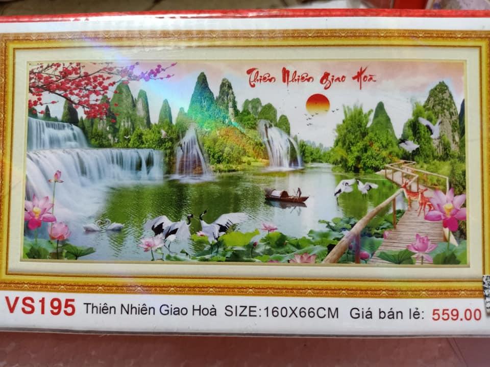 có hình thật Tranh đính đá Thiên nhiên giao hòa VS195 kích thước 160x66cm