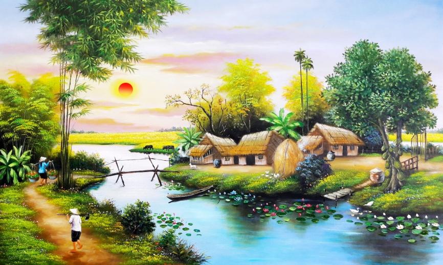 Tranh dán tường VTC Làng quê Việt Nam UD0048 Kim sa