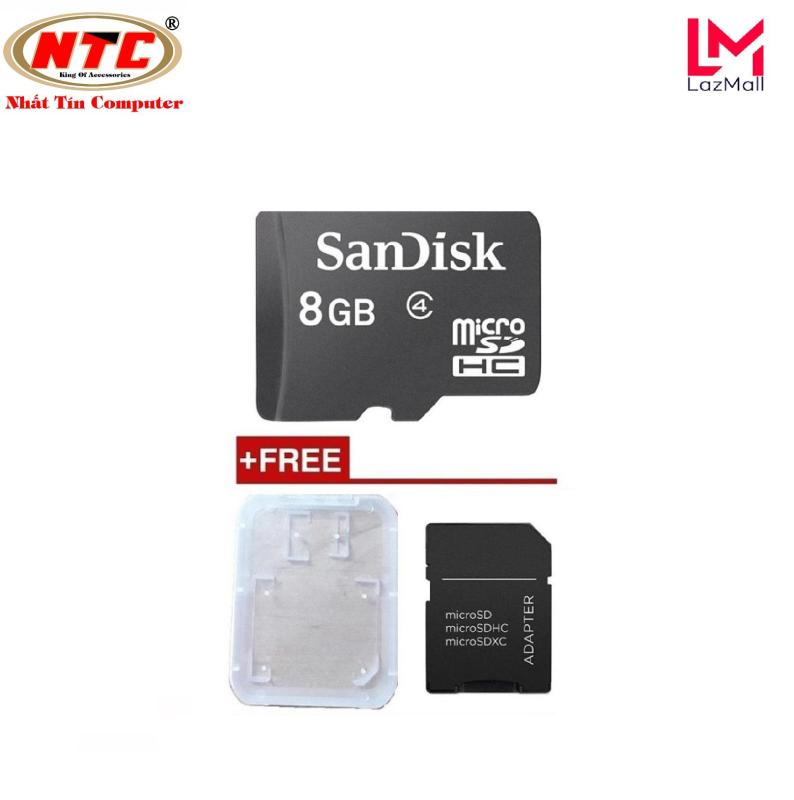 Thẻ nhớ MicroSDHC Sandisk 8GB Class 4 không box + Tặng 01 adapter và 01 hộp thẻ - Nhat Tin Authorised Store