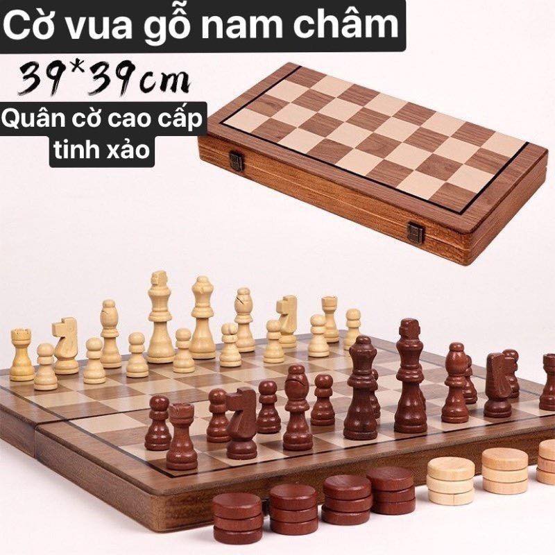 Bộ cờ vua gỗ sồi cao cấp có nam châm (tiêu chuẩn quốc tế)