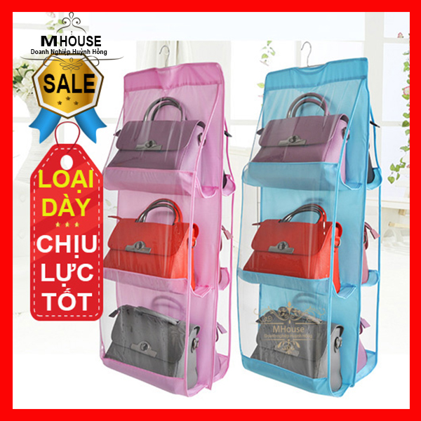 Bags Detachable 6 Compartment Organizer Pouch Hanging Handbag Organizer Clear Purse Bag Collection Storage Bag Holder Wardrobe Closet