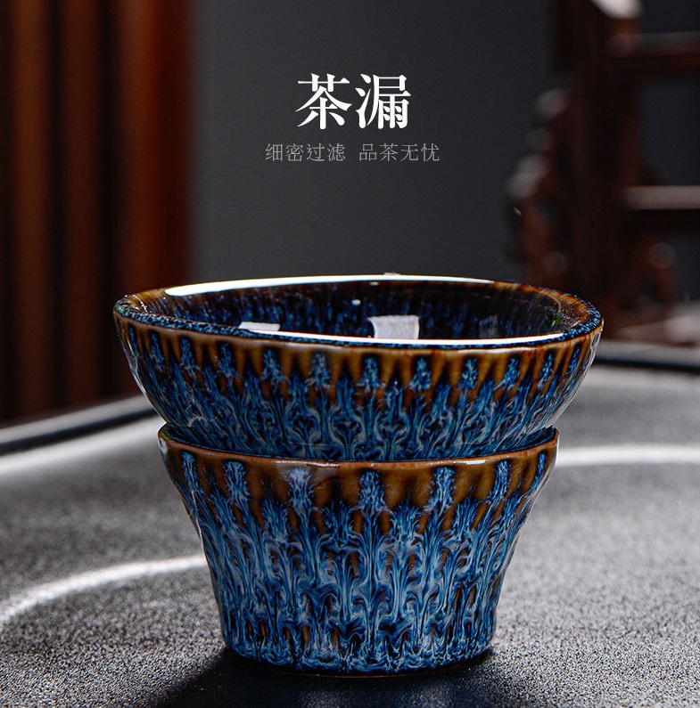 Bộ ấm chén pha trà men thiên mục Lông thỏ hỏa biến