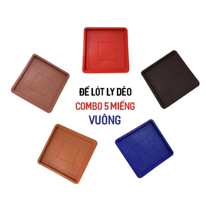 Bộ 5 miếng đế lót ly vuông Rico (Đỏ)