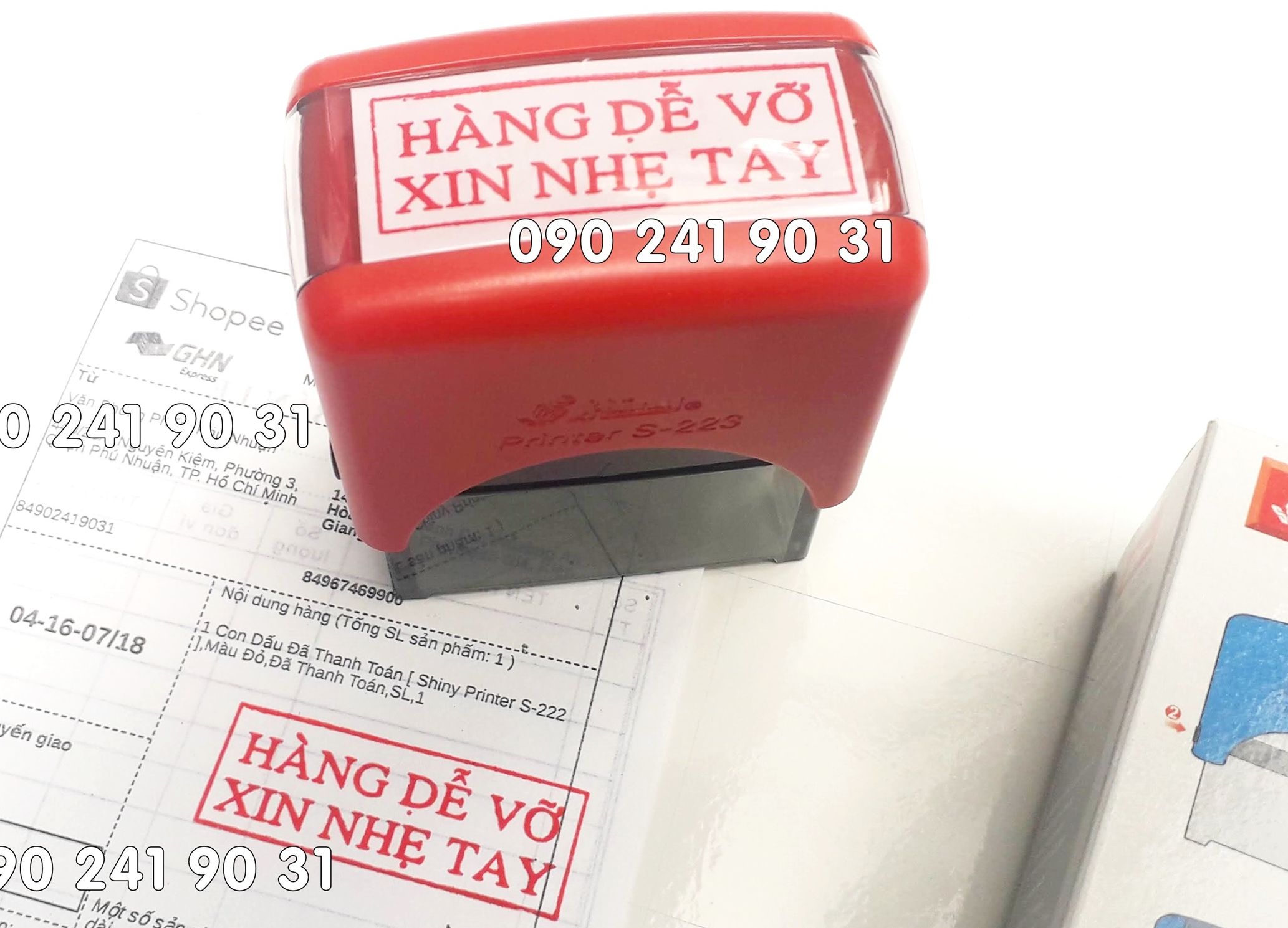 [HCM]Con Dấu Hàng Dễ Vỡ Xin Nhẹ Tay [ Shiny S-223 size 18 x 47mm ]
