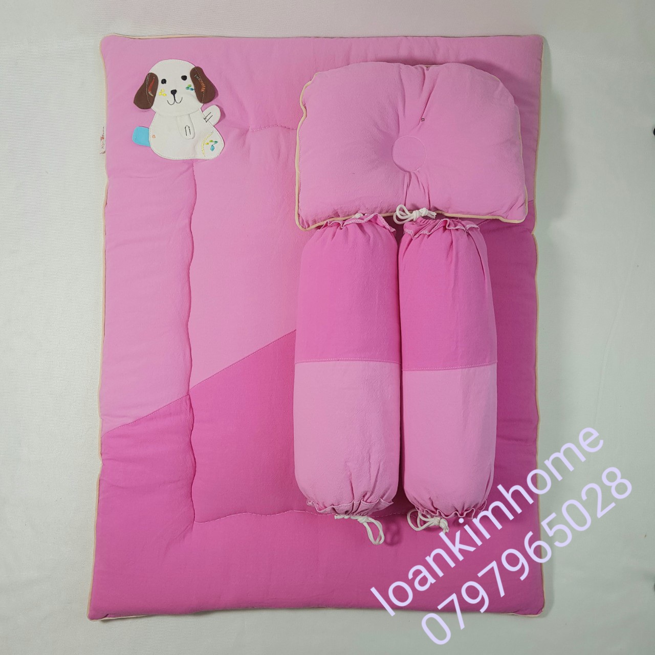 Bộ nệm gối sơ sinh cho bé 0 đến 12 tháng cotton gòn mềm Kim Home