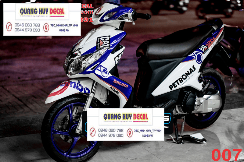 Tem trùm xe luvias trắng  xanh cá tính- tem trùm xe luvias thiết kế theo yêu cầu- tem dán xe máy luvias trắng xanh  cá tính rẻ đẹp