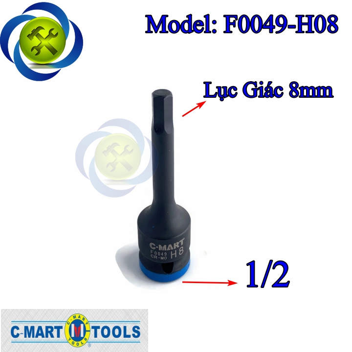 [HCM]Đầu tuýp đen lục giác 8mm C-Mart F0049-H08 loại 1/2 inch