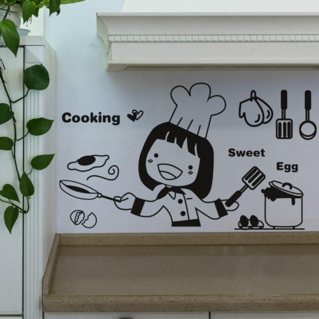 Decal trang trí tường - cô gái đầu bếp-db0212c