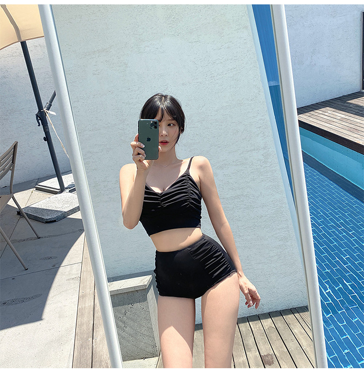 [Kèm ảnh thật] Bikini 2 mảnh đen nhún ngực độc đáo