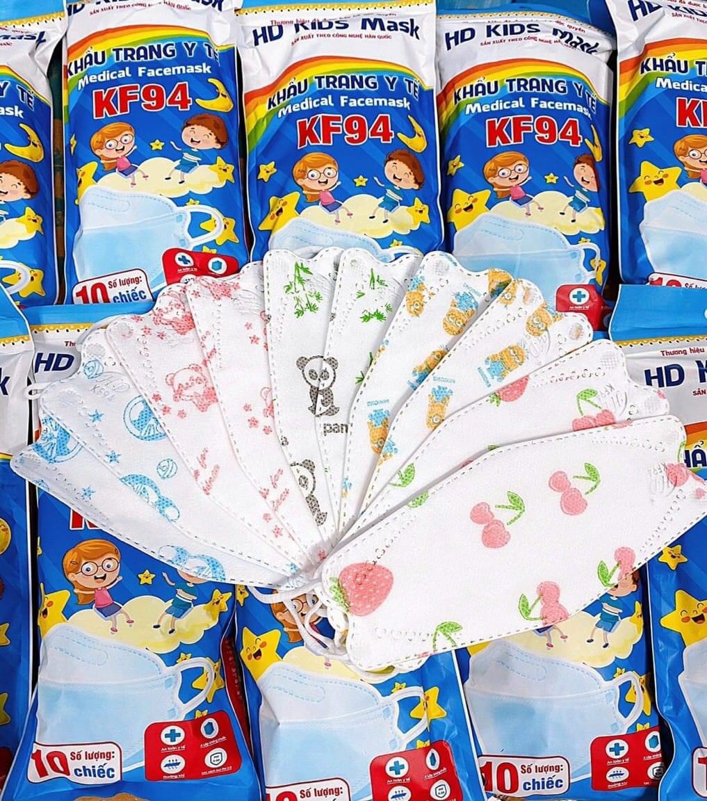 Túi 10 chiếc khẩu trang 4D mask KF94 trẻ em (6 tháng tuổi - 2 tuổi)